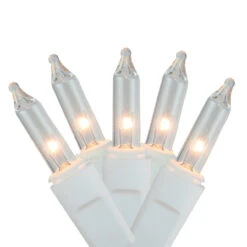 Set Of 100 Clear White Mini Twinkling Icicle Christmas Lights - White Wire