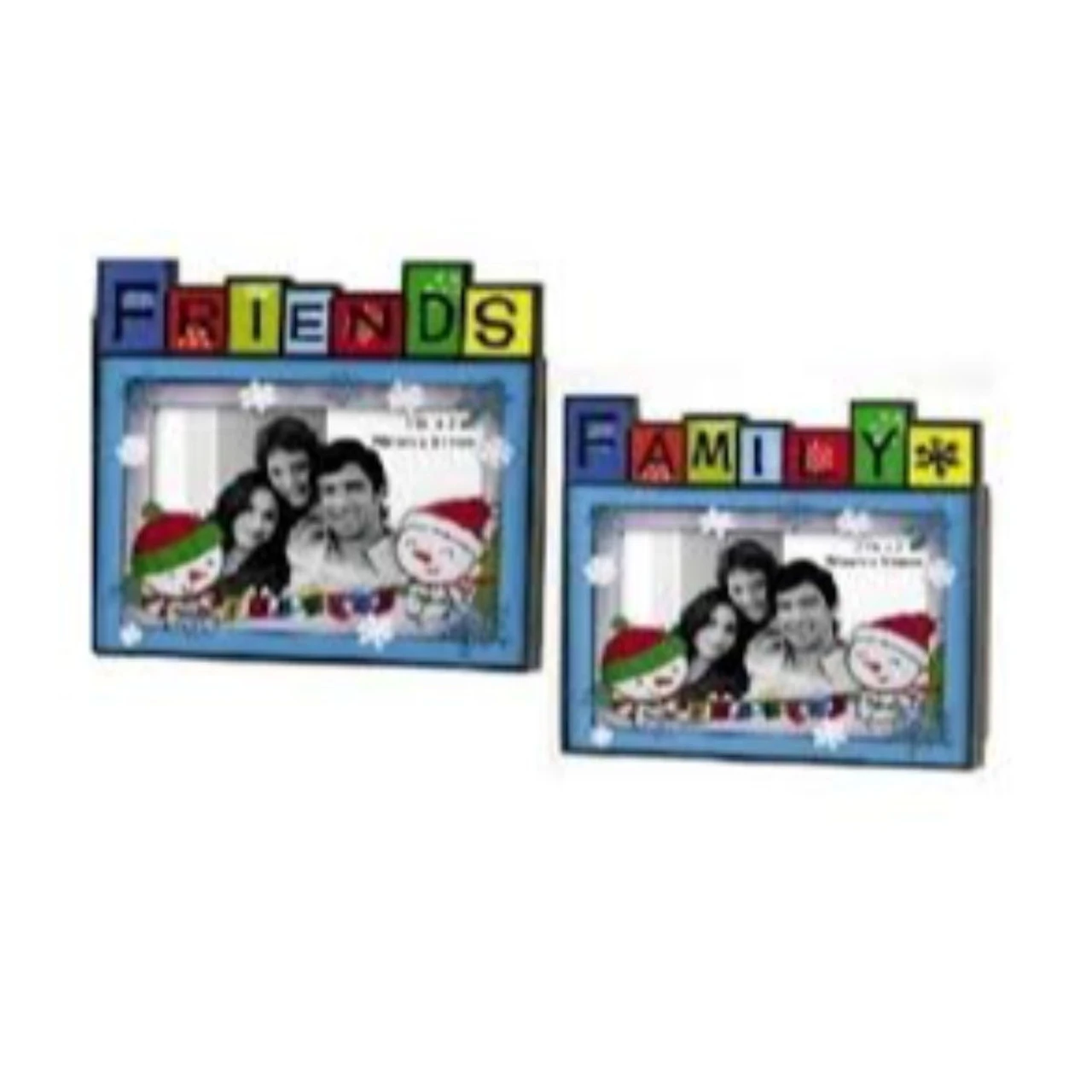 Set Of 2 Blue And Red Family And Friends Photo Frame Christmas Ornaments 3.5" 4 Set Of 2 Blue And Red Family And Friends Photo Frame Christmas Ornaments 3.5" - Image 2