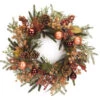 24" Red And Bronze Berry Pine Cone And Ball Ornament Artificial Christmas Wreath - Unlit