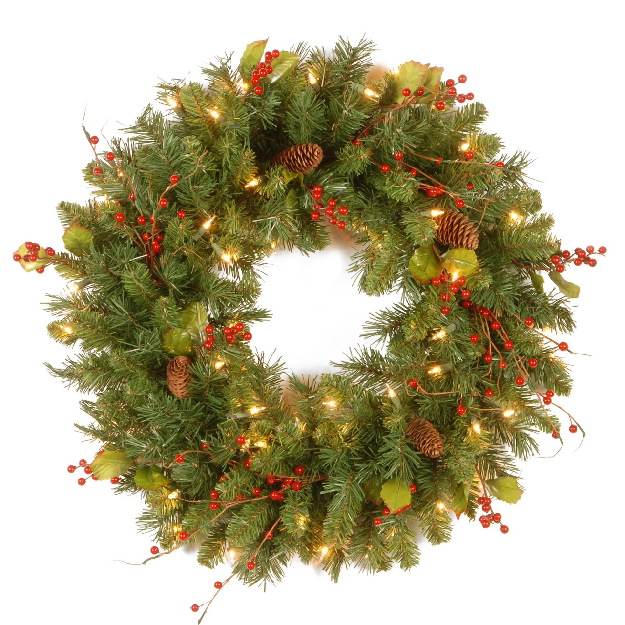24" Classical Collection Wreath With Clear Lights 3 24" Classical Collection Wreath With Clear Lights
