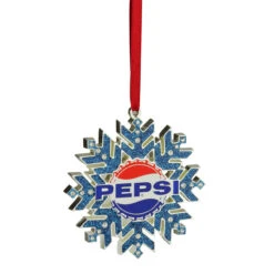 3.5" Silver And Blue Pepsi Logo Snowflake Christmas Ornament