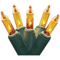 150-Count Gold Chasing Mini Christmas Light Set, 33.5ft Green Wire