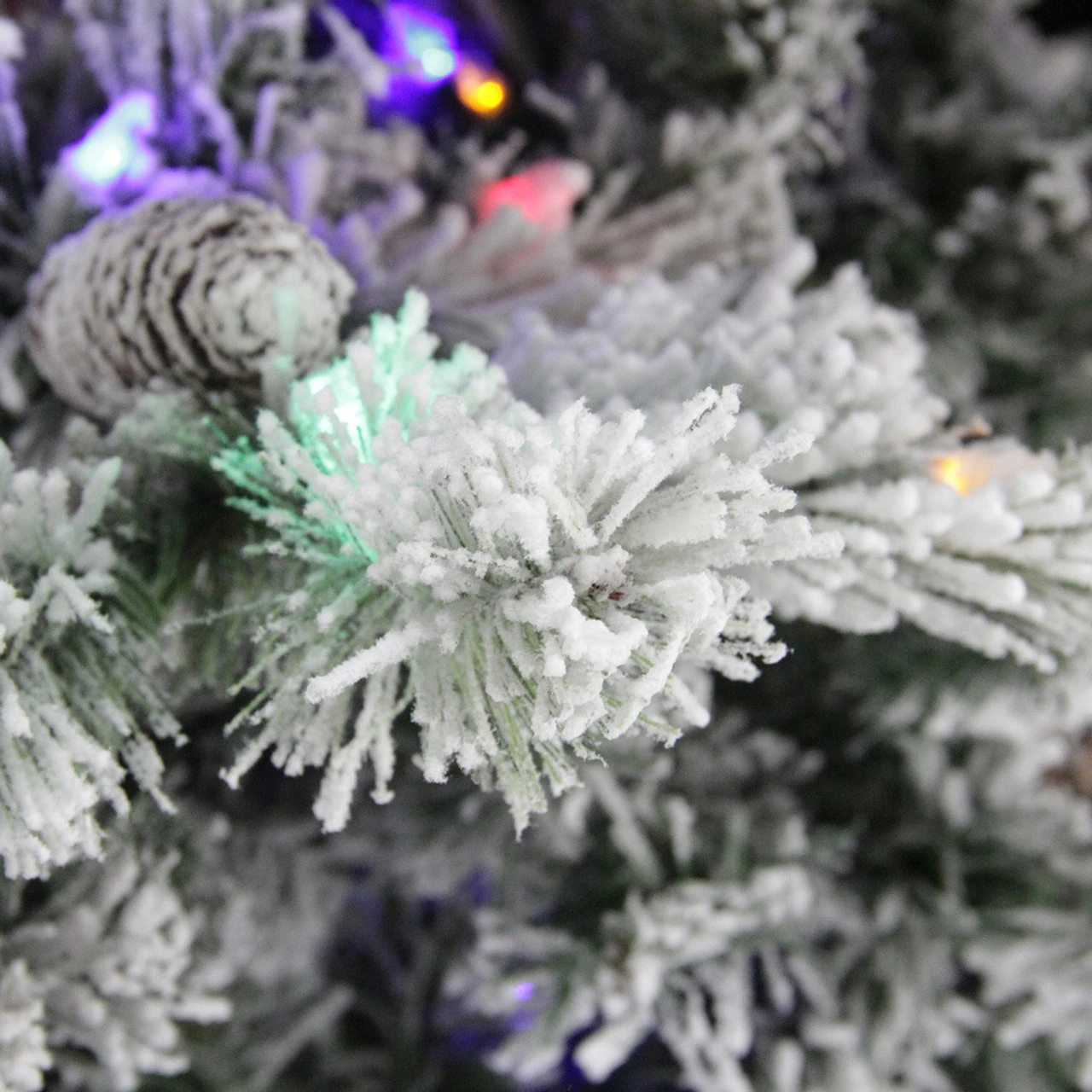 9' Pre-Lit Medium Flocked Victoria Pine Artificial Christmas Tree - Dual Color LED Lights 6 9' Pre-Lit Medium Flocked Victoria Pine Artificial Christmas Tree - Dual Color LED Lights - Image 4