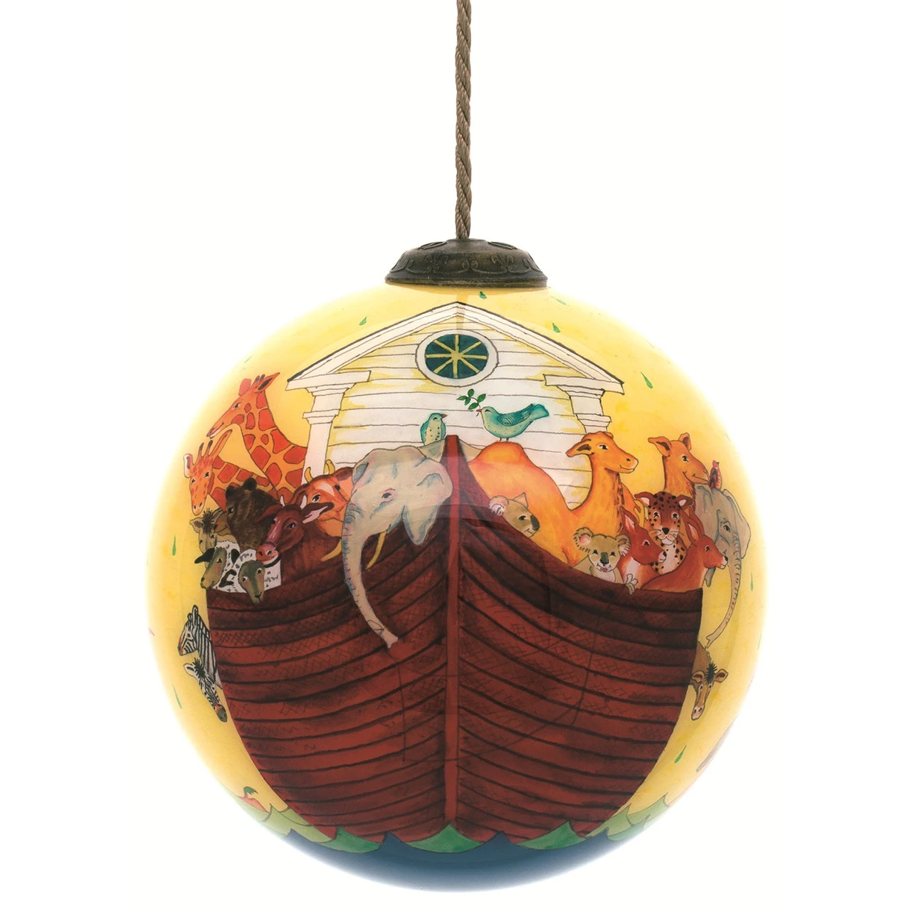 4" Noah's Ark Christmas Glass Ball Hanging Ornament 3 4" Noah's Ark Christmas Glass Ball Hanging Ornament