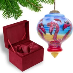 3.75” Pink And Blue Flamingos Hand Painted Mouth Blown Glass Hanging Christmas Ornament 11 3.75” Pink And Blue Flamingos Hand Painted Mouth Blown Glass Hanging Christmas Ornament -Christmas Decoration Store dacf 1812001 5 30322.1667620518