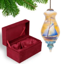 5” Blue And Yellow Sailing Boat Hand Painted Spire Shaped Mouth Blown Glass Hanging Christmas Ornament 10 5” Blue And Yellow Sailing Boat Hand Painted Spire Shaped Mouth Blown Glass Hanging Christmas Ornament -Christmas Decoration Store dacf 1812005 4 53491.1667621011