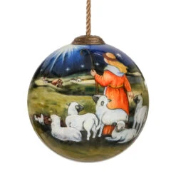 3" Little Shepherd Religious Christmas Glass Ball Ornament