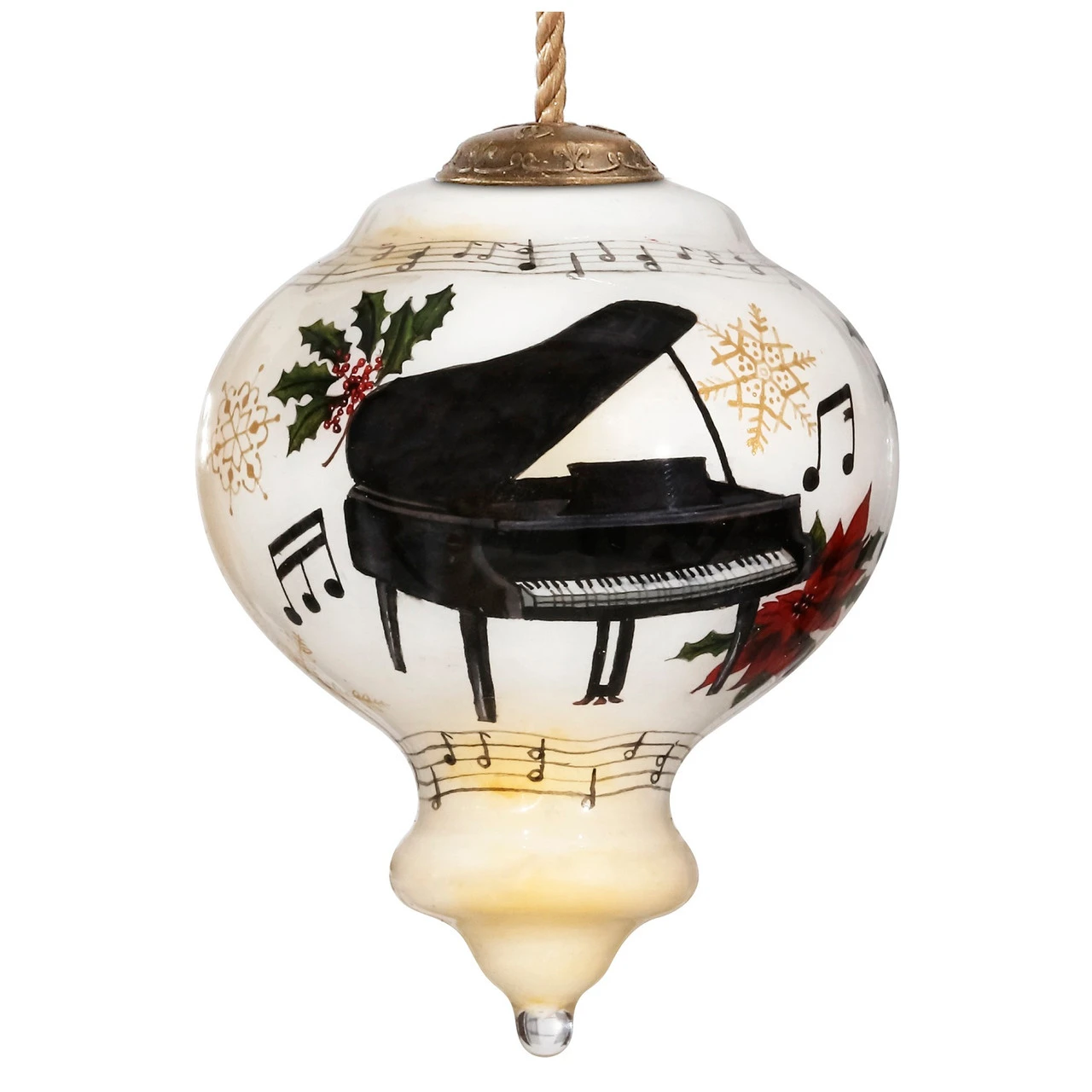 3.75" White And Black Christmas Piano Glass Ornament 3 3.75" White And Black Christmas Piano Glass Ornament
