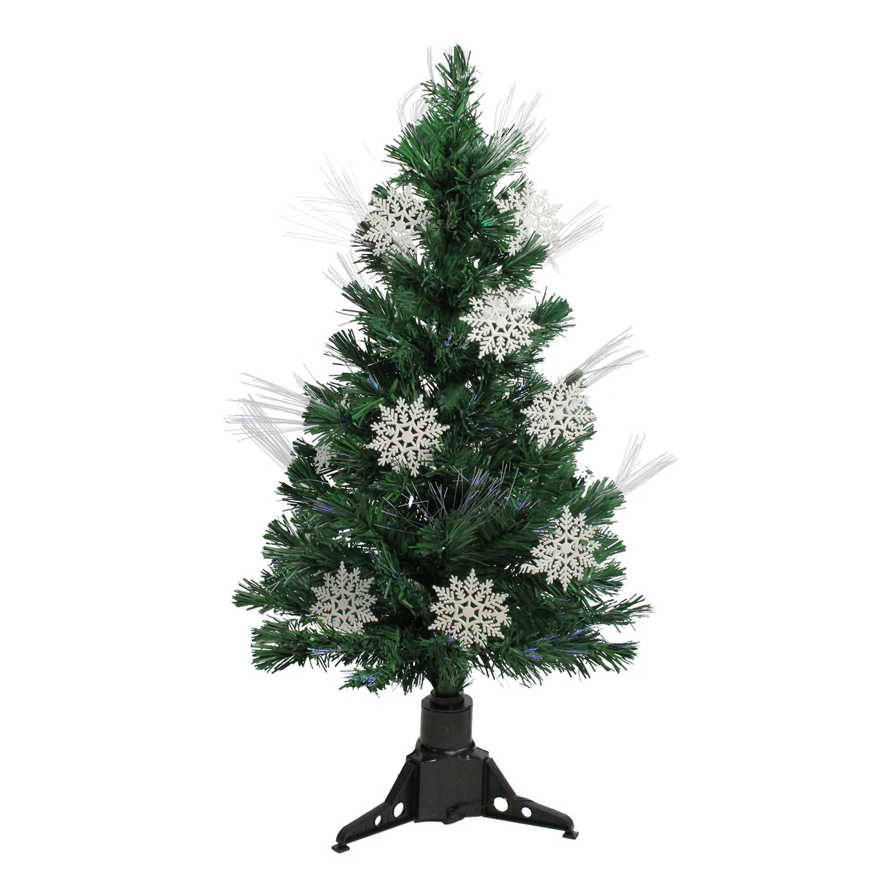 3' Pre-Lit Fiber Optic Artificial Christmas Tree With White Snowflakes - Multi-Color Lights 3 3' Pre-Lit Fiber Optic Artificial Christmas Tree With White Snowflakes - Multi-Color Lights