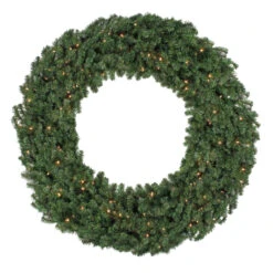 Pre-Lit Commercial Size Canadian Pine Christmas Wreath, 8ft, Clear Lights