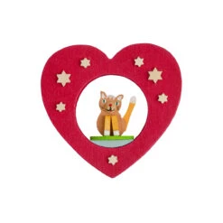 3" Red, Beige, And Yellow Handcrafted Cat In A Heart Graupner Ornament