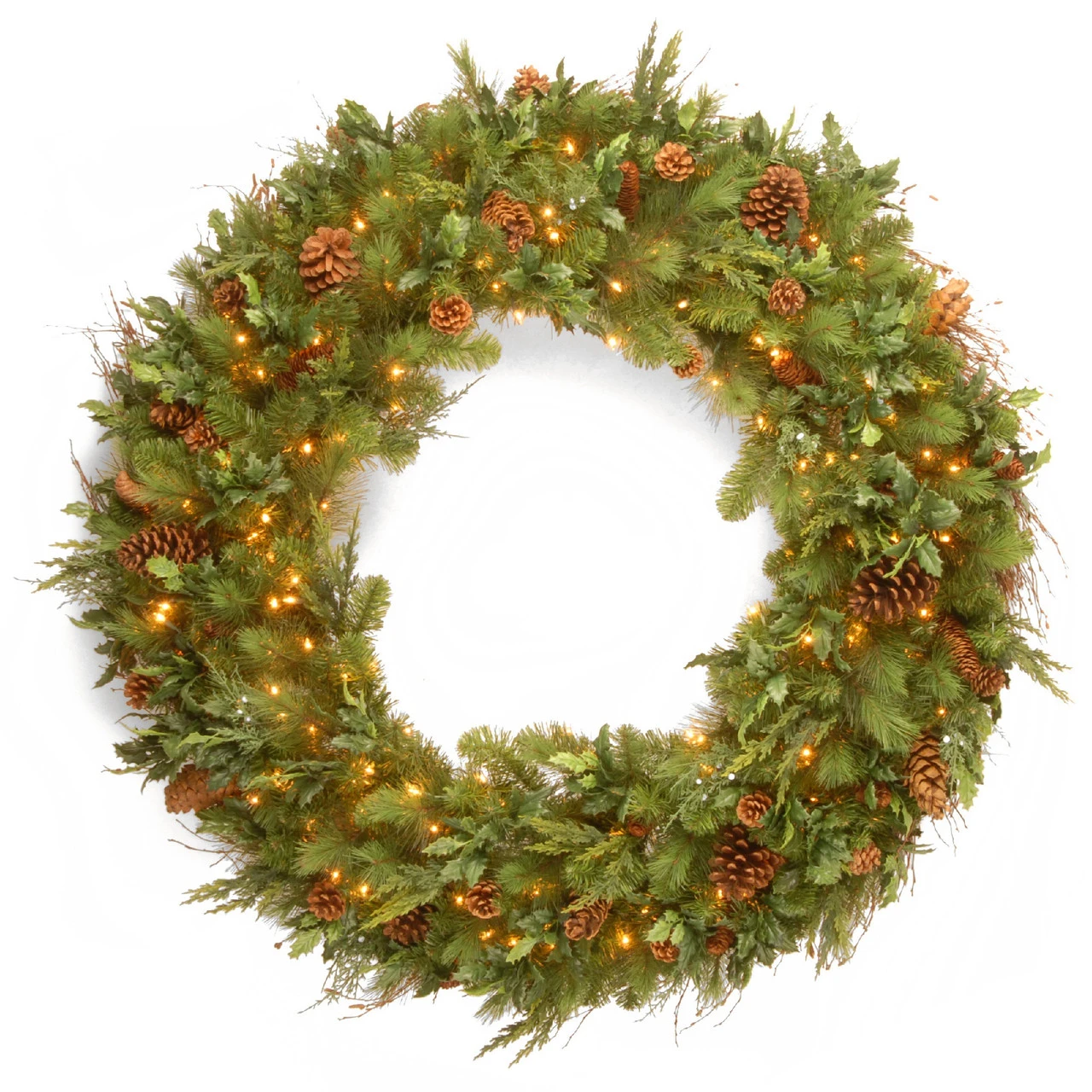 48” Pre-Lit Decorative Collection Juniper Mix Pine Artificial Christmas Wreath - Warm White LED Lights 3 48” Pre-Lit Decorative Collection Juniper Mix Pine Artificial Christmas Wreath - Warm White LED Lights