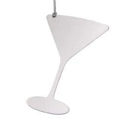 3.375" X 2.25" Metallic Gray Nickel-Plated Non-Tarnishing Martini Ornament With Silver String