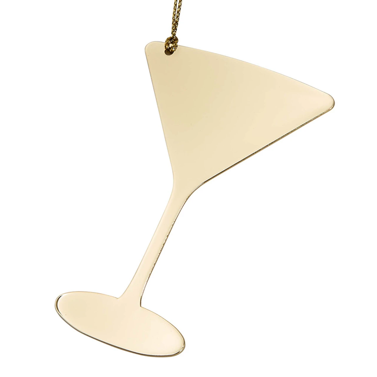 3.375" X 2.25" Metallic Gold-Colored Non-Tarnishing Martini Ornament With Gold String 3 3.375" X 2.25" Metallic Gold-Colored Non-Tarnishing Martini Ornament With Gold String