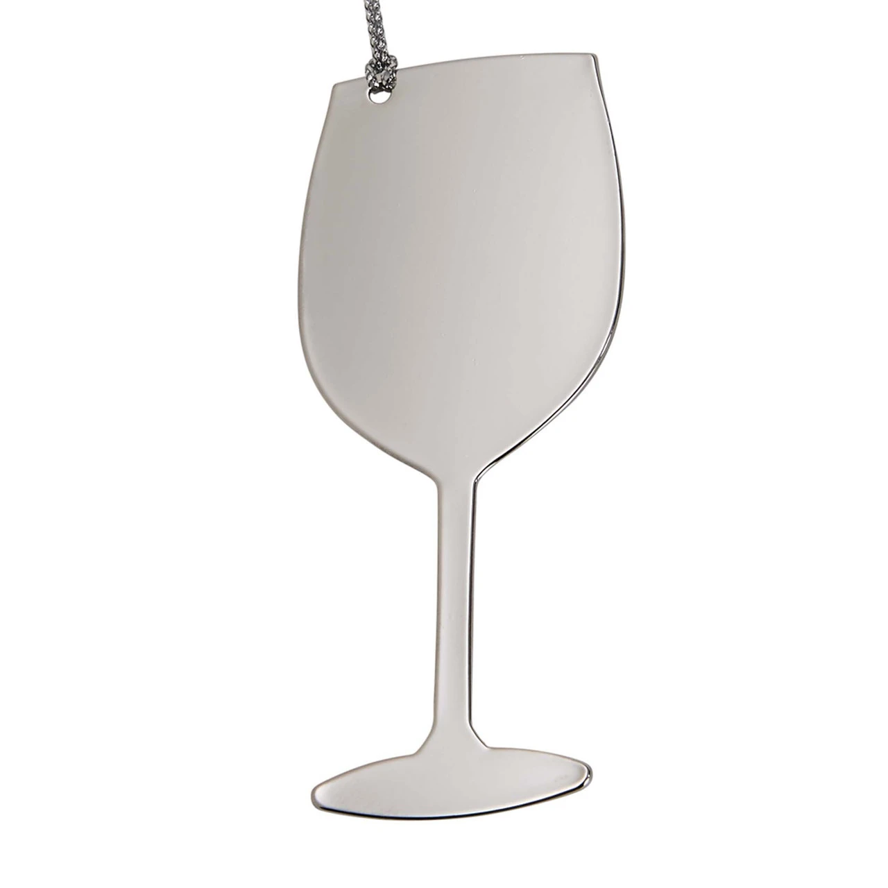 3.375" X 1.5" Gray And Silver Non-Tarnishing Wine Glass Ornament With Silver String 3 3.375" X 1.5" Gray And Silver Non-Tarnishing Wine Glass Ornament With Silver String