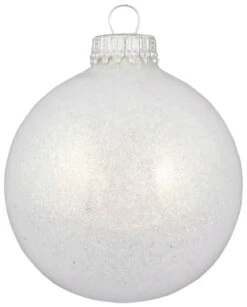 6ct Snow White Sparkle Glass Christmas Ball Ornaments 2.5" (67mm)