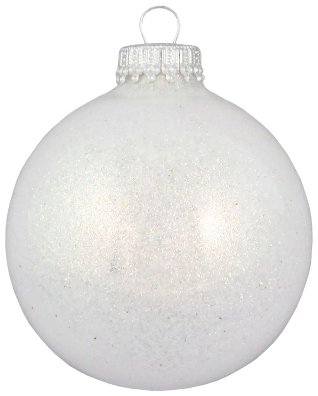 6ct Snow White Sparkle Glass Christmas Ball Ornaments 2.5" (67mm) 3 6ct Snow White Sparkle Glass Christmas Ball Ornaments 2.5" (67mm)