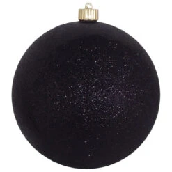 Onyx Black Shatterproof Glitter Christmas Ball Ornament 8" (200mm)