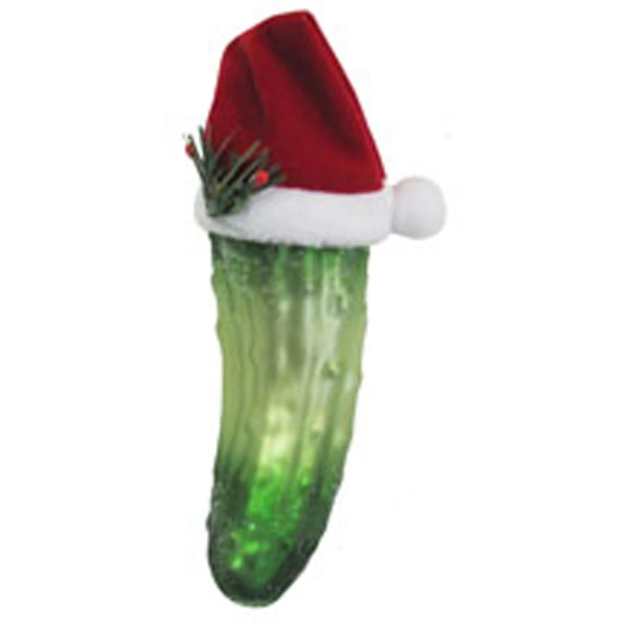 4.5" Pickle With Santa Hat Glass Christmas Ornament 3 4.5" Pickle With Santa Hat Glass Christmas Ornament