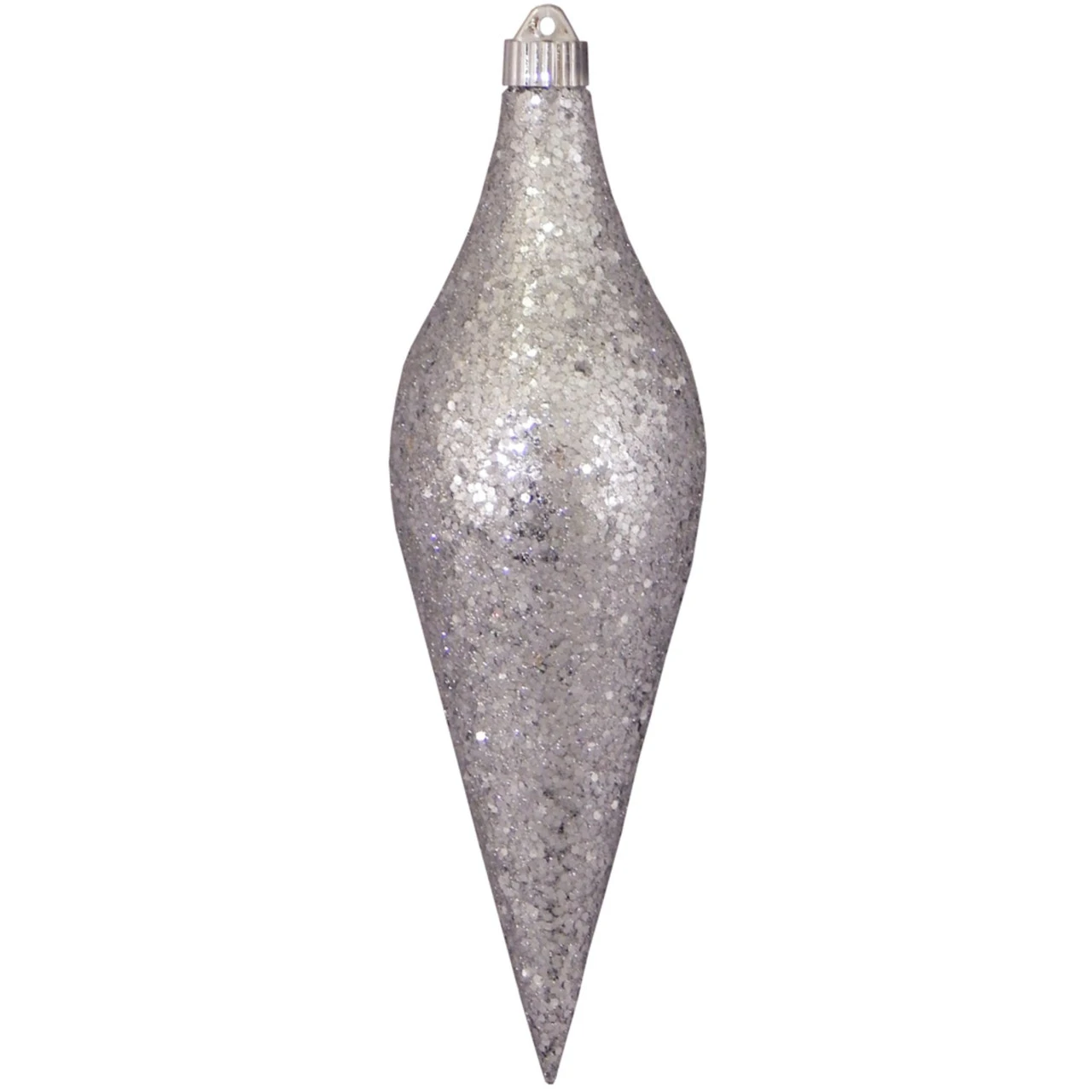 Silver Shatterproof Christmas Long Drop Ornament 12.5" (320mm) 3 Silver Shatterproof Christmas Long Drop Ornament 12.5" (320mm)