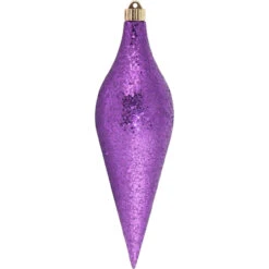 Purple Long Drop Shatterproof Glitter Christmas Ornament 12.5" (320mm)