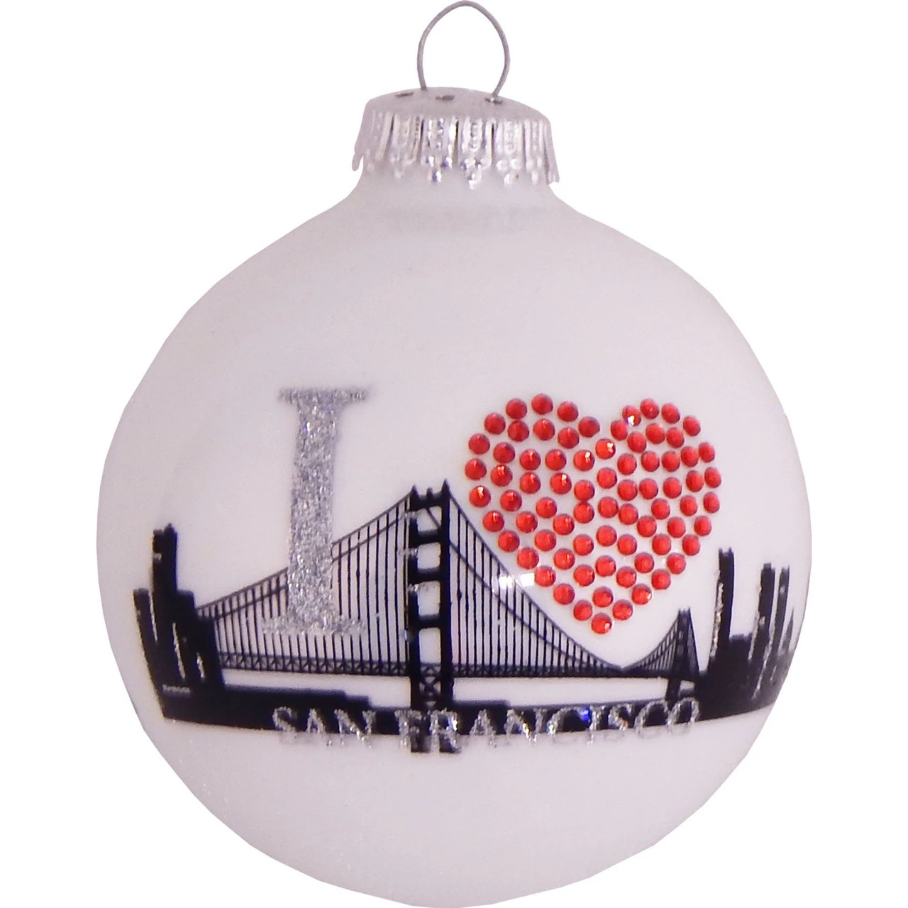 1ct Porcelain White San Francisco Skyline Christmas Ball Ornament 3.25" (80mm) 3 1ct Porcelain White San Francisco Skyline Christmas Ball Ornament 3.25" (80mm)