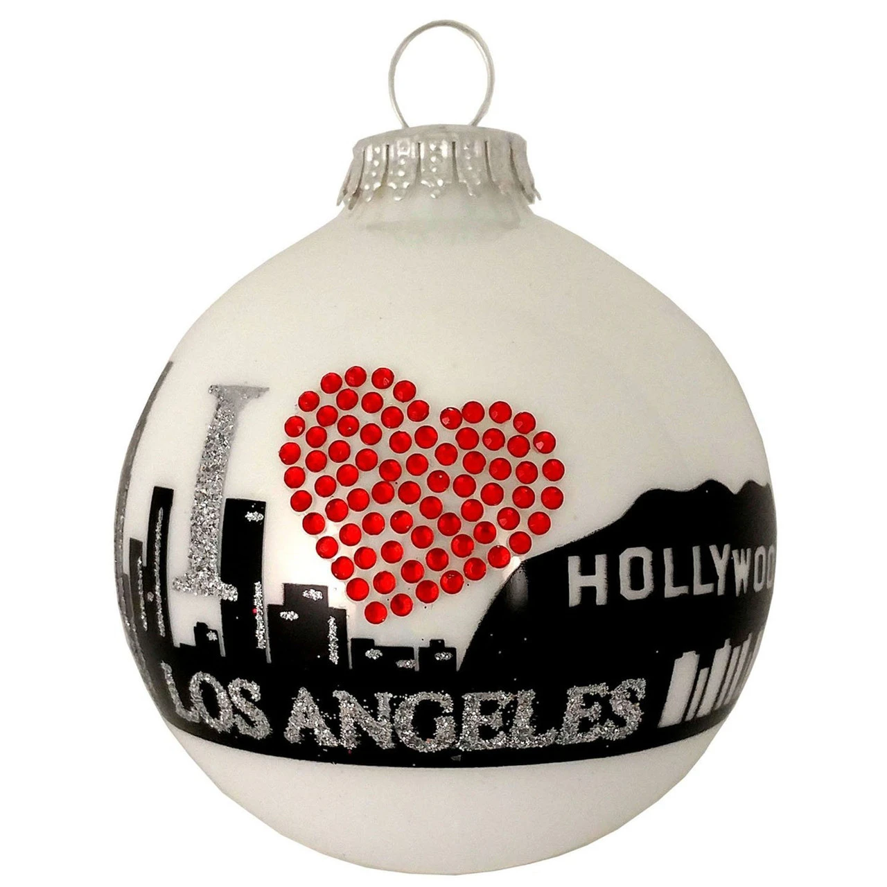 Porcelain White Los Angeles Skyline Christmas Ball Ornament 3.25" (80mm) 3 Porcelain White Los Angeles Skyline Christmas Ball Ornament 3.25" (80mm)