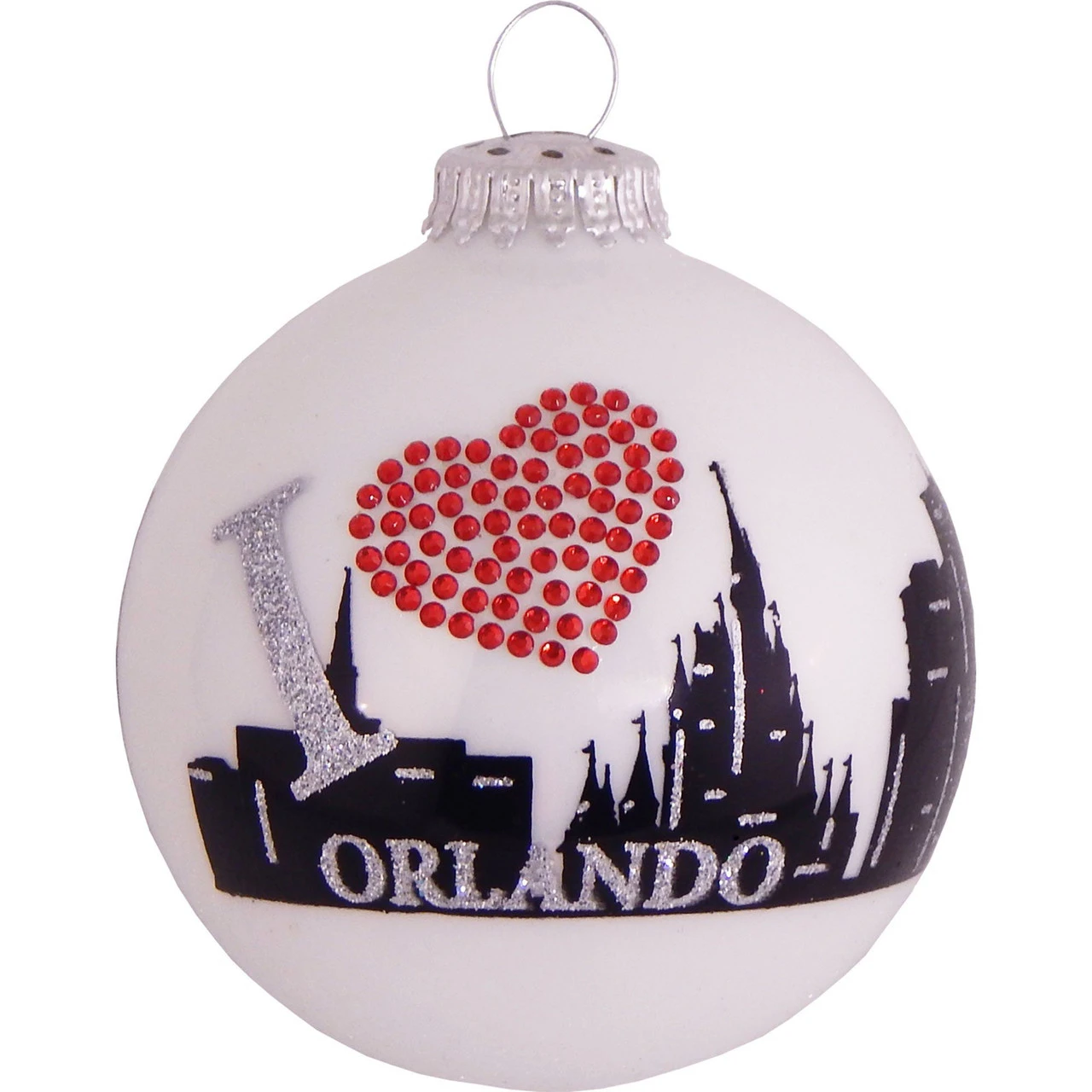 Porcelain White Orlando Skyline Christmas Ball Ornament 3.25" (80mm) 3 Porcelain White Orlando Skyline Christmas Ball Ornament 3.25" (80mm)