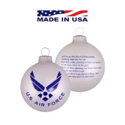 Matte Silver And Blue US Air Force Logo And Hymn Glass Christmas Ball Ornament 3.25" (80mm) 7 Matte Silver And Blue US Air Force Logo And Hymn Glass Christmas Ball Ornament 3.25" (80mm) -Christmas Decoration Store dcki kbx63254 3 40416.1667561658