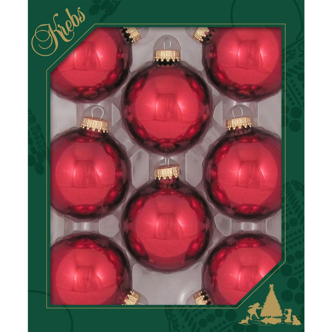8ct December Red Shiny Glass Christmas Ball Ornaments 2.5" (67mm) 3 8ct December Red Shiny Glass Christmas Ball Ornaments 2.5" (67mm)