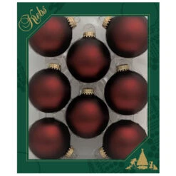 8ct Swiss Chocolate Matte Glass Christmas Ball Ornaments 2.5" (67mm)