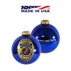 Blue Police Logo Christmas Ball Ornaments 3.25" (80mm)