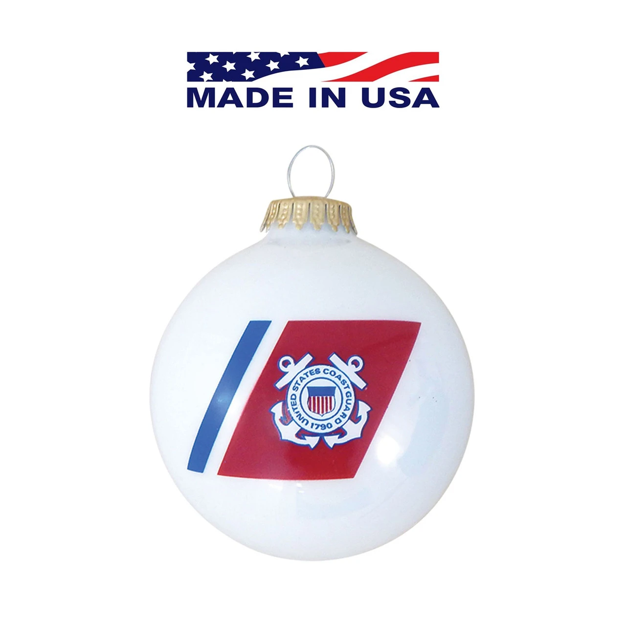 Matte White And Red US Coast Guard Logo And Hymn Glass Christmas Ball Ornament 3.25" (80mm) 3 Matte White And Red US Coast Guard Logo And Hymn Glass Christmas Ball Ornament 3.25" (80mm)