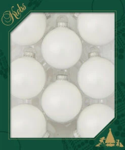 8ct White Satin Glass Christmas Ball Ornaments 2.5" (67mm)