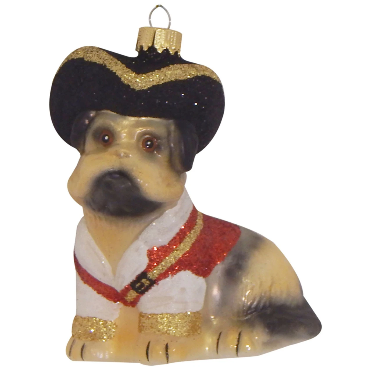 3.75" Beige And Black Pirate Pug Christmas Ornament 3 3.75" Beige And Black Pirate Pug Christmas Ornament