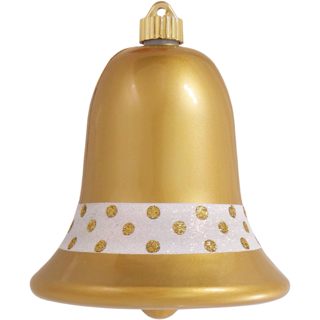 7" Candy Gold And White Shatterproof Christmas Bell Ornament 3 7" Candy Gold And White Shatterproof Christmas Bell Ornament