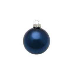 8ct Midnight Blue Shiny Glass Christmas Ball Ornaments 3.25" (80mm)