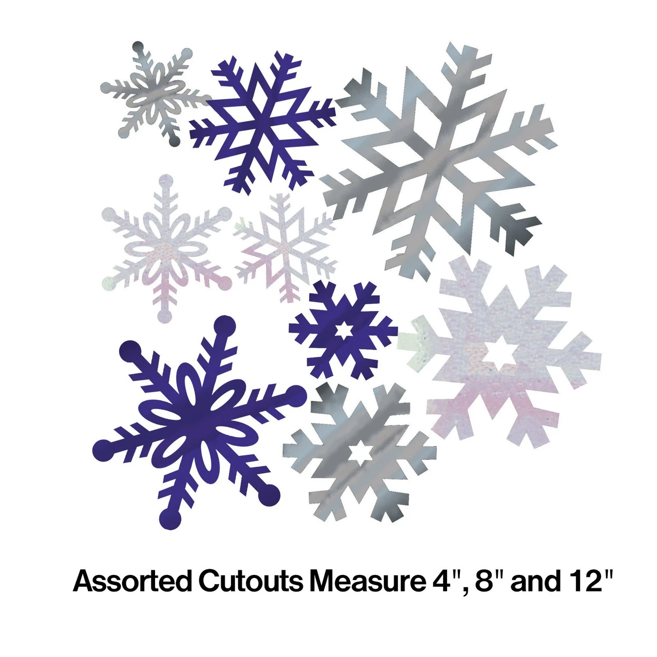 Club Pack Of 144 Silver And Blue Foil Christmas Snowflake Cutout Decorations 12" 5 Club Pack Of 144 Silver And Blue Foil Christmas Snowflake Cutout Decorations 12" - Image 3