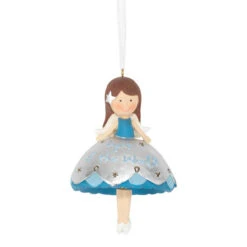 Set Of 3 Blue And Silver Light Of The World Angel Dangling Christmas Ornaments 4"