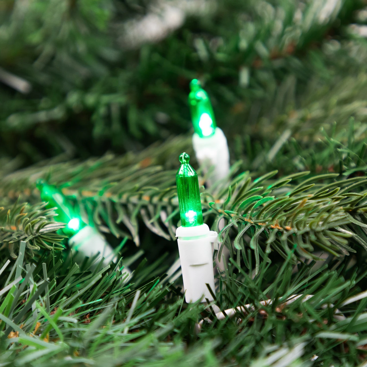 50 Green LED Mini Christmas Lights - 16.25 Ft White Wire 5 50 Green LED Mini Christmas Lights - 16.25 Ft White Wire - Image 3