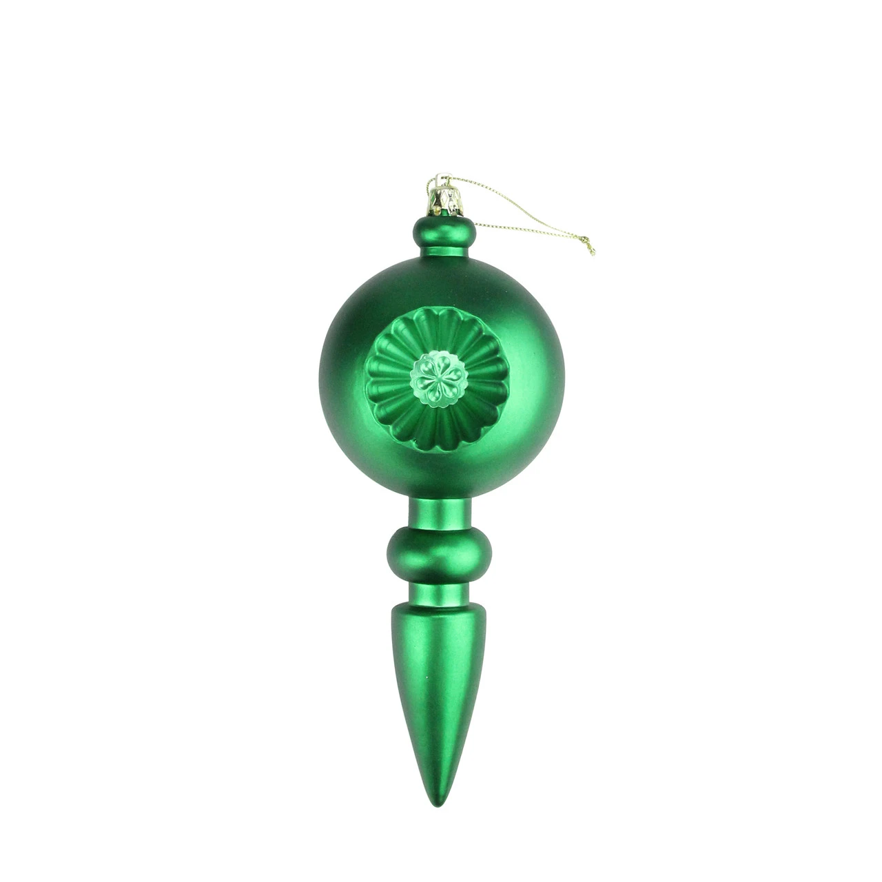 4ct Green Retro Reflector Shatterproof Matte Christmas Finial Ornaments 7.5" 3 4ct Green Retro Reflector Shatterproof Matte Christmas Finial Ornaments 7.5"