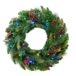 Pre-Lit Pine Artificial Christmas Wreath, 24-Inch, Warm White And Multi LED Lights 11 Pre-Lit Pine Artificial Christmas Wreath, 24-Inch, Warm White And Multi LED Lights -Christmas Decoration Store dghh20cbw24 4 34745.1682081415