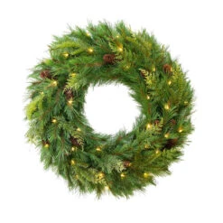 Pre-Lit Mountain Cypress Artificial Christmas Wreath, 30-Inch, LED Lights 12 Pre-Lit Mountain Cypress Artificial Christmas Wreath, 30-Inch, LED Lights -Christmas Decoration Store dghh20mcw30 04 86809.1682962169
