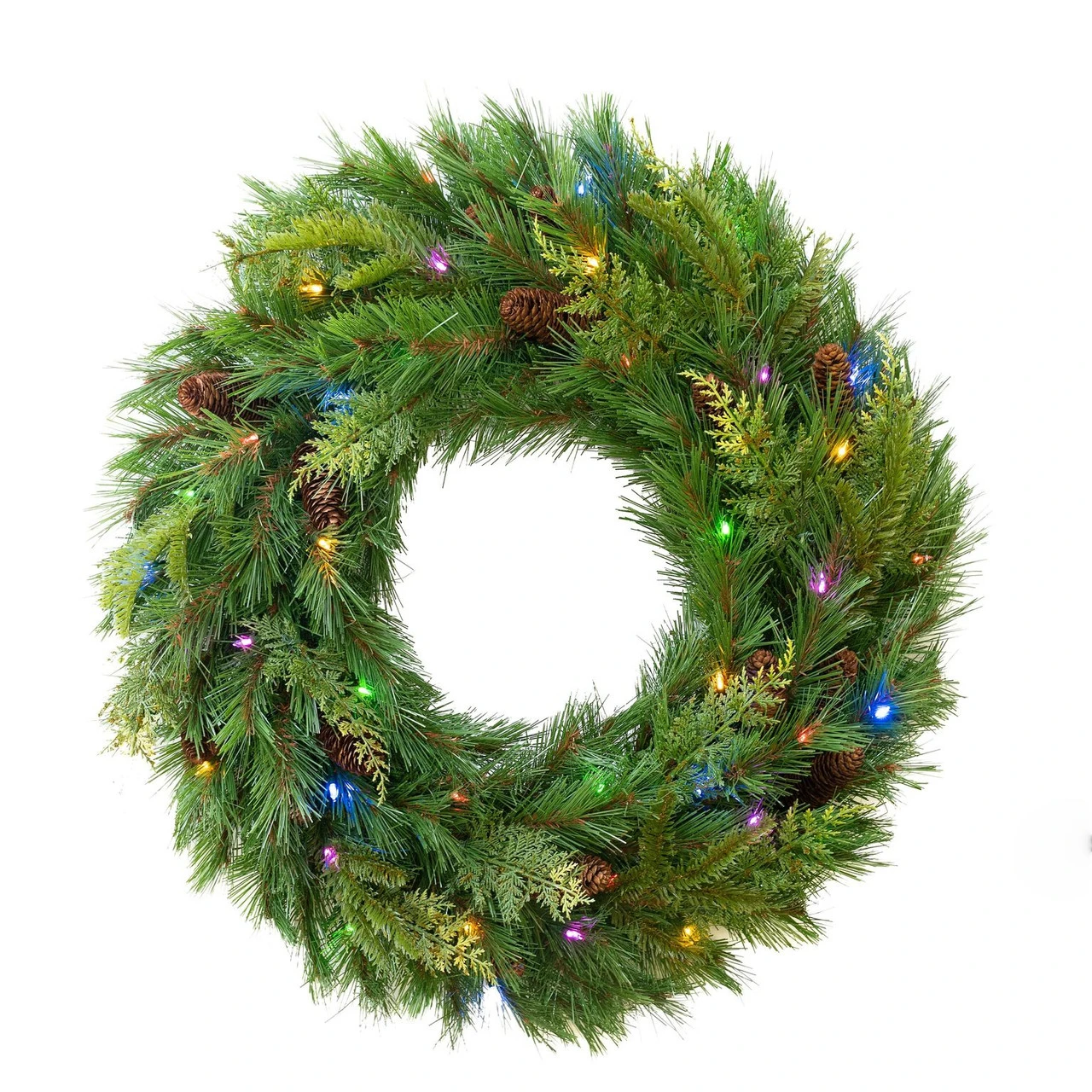 Pre-Lit Mountain Cypress Artificial Christmas Wreath, 30-Inch, LED Lights 3 Pre-Lit Mountain Cypress Artificial Christmas Wreath, 30-Inch, LED Lights