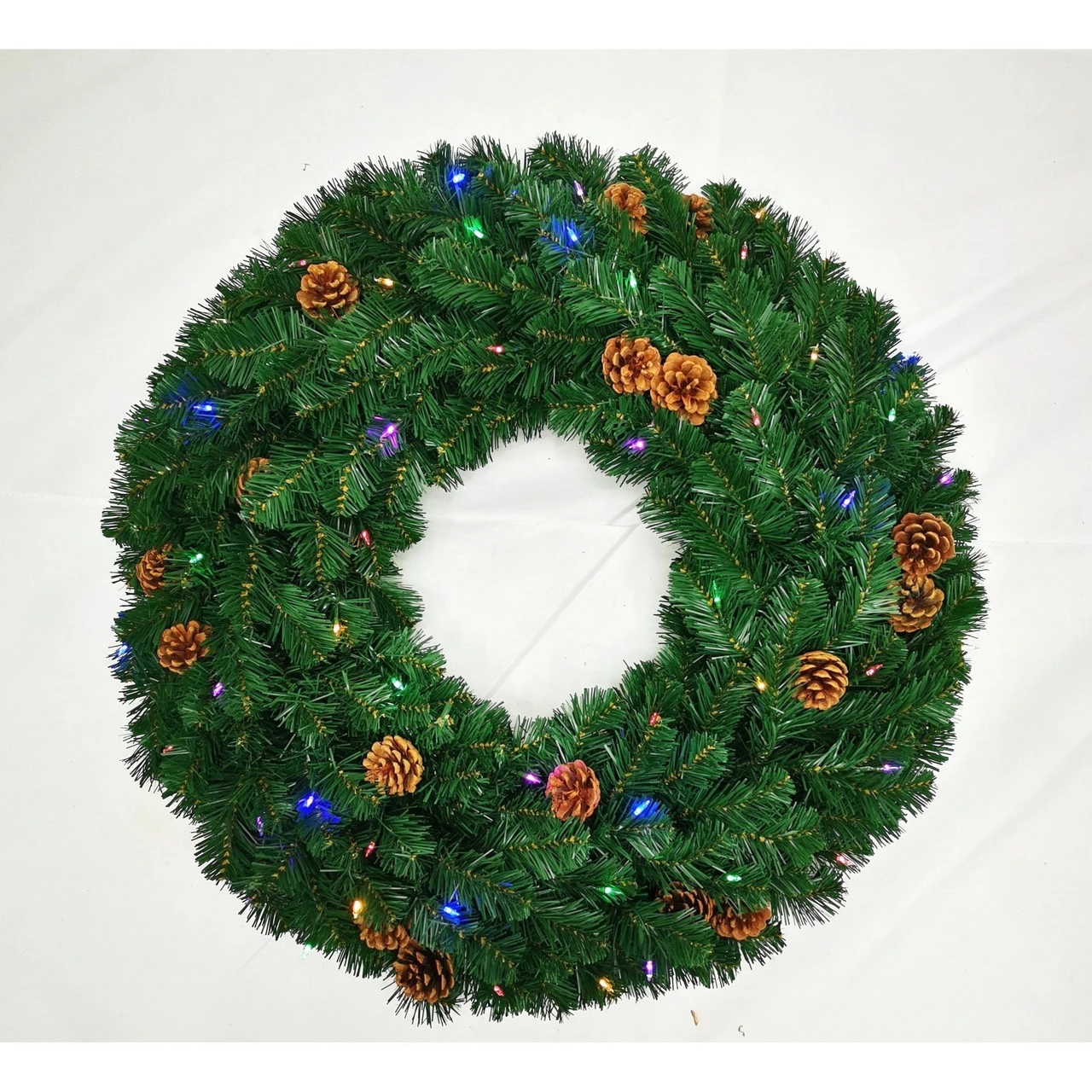 Pre-Lit Oregon Fir Artificial Christmas Wreath, 36-Inch, Warm White And Multi LED Lights 3 Pre-Lit Oregon Fir Artificial Christmas Wreath, 36-Inch, Warm White And Multi LED Lights