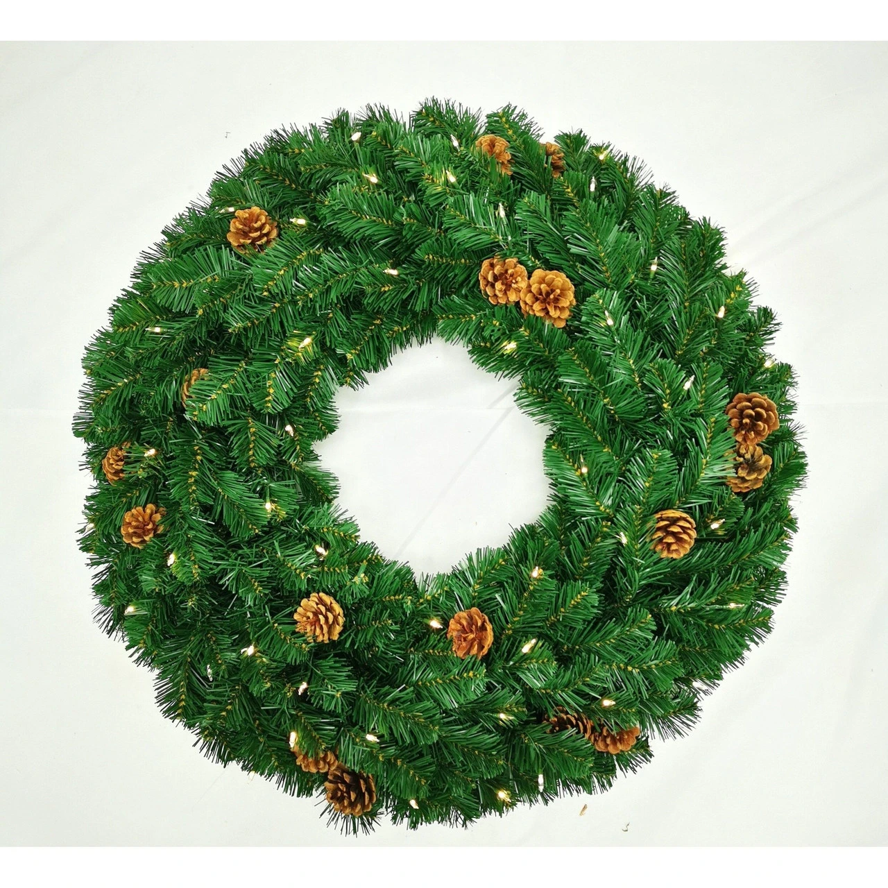 Pre-Lit Oregon Fir Artificial Christmas Wreath, 36-Inch, Warm White And Multi LED Lights 4 Pre-Lit Oregon Fir Artificial Christmas Wreath, 36-Inch, Warm White And Multi LED Lights - Image 2