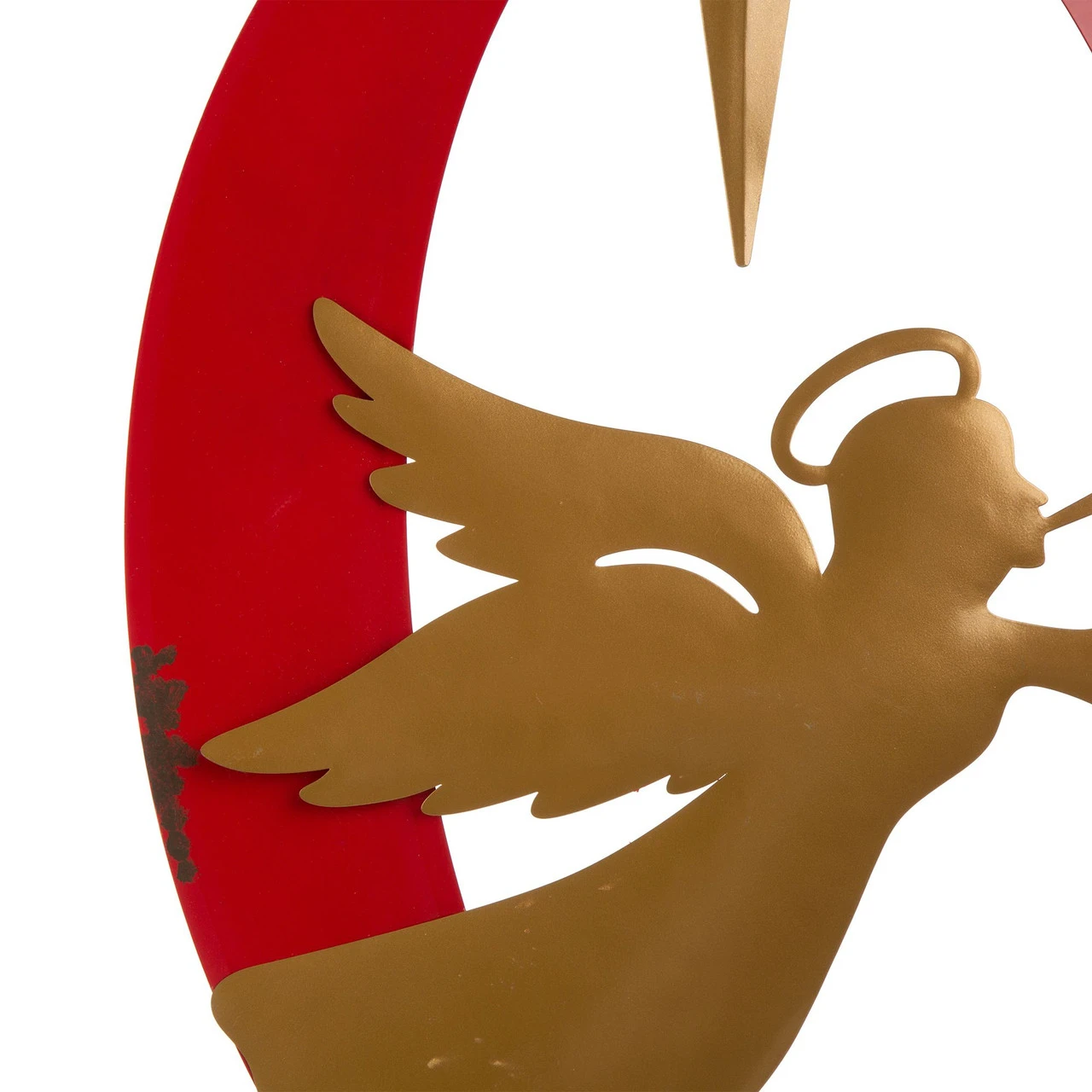 3' Red And Gold Metal Christmas JOY Angel Yard Stake, Wall Decor, Or Standing Decor 6 3' Red And Gold Metal Christmas JOY Angel Yard Stake, Wall Decor, Or Standing Decor - Image 4