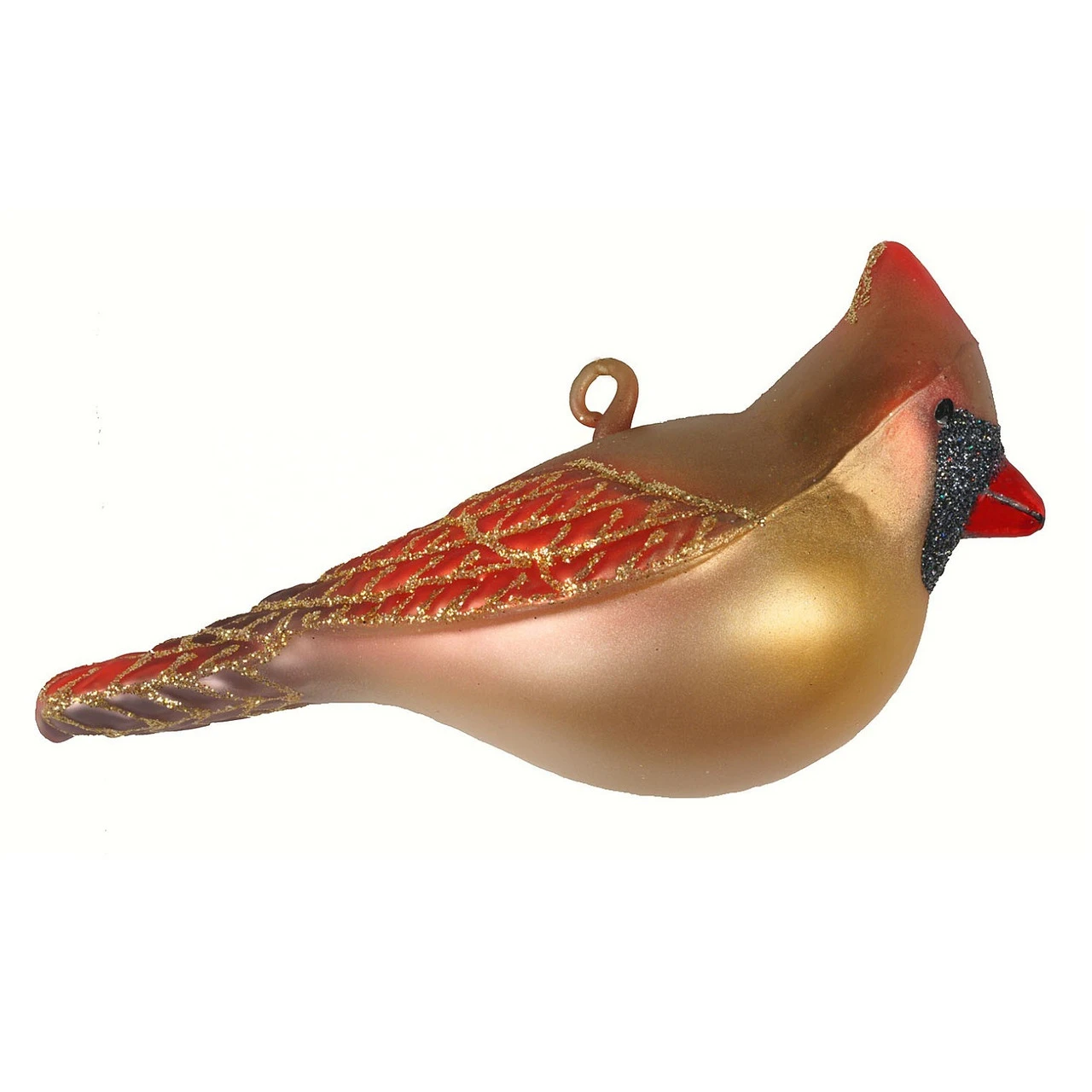 5” Bronze And Red Female Cardinal Hand Blown Glass Hanging Figurine Ornament 3 5” Bronze And Red Female Cardinal Hand Blown Glass Hanging Figurine Ornament