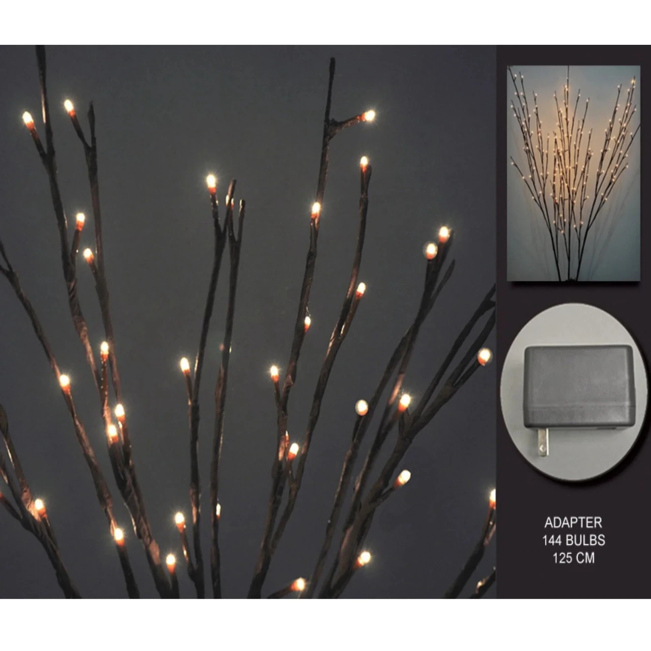 60ct Brown And Clear Willow Branch Floral Lights - Clear Lights 3 60ct Brown And Clear Willow Branch Floral Lights - Clear Lights
