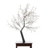 47.25" White And Black Outdoor Cherry Blossom Tree With Floral Lights